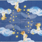 Ангелочки со звездами синий фон 21х21